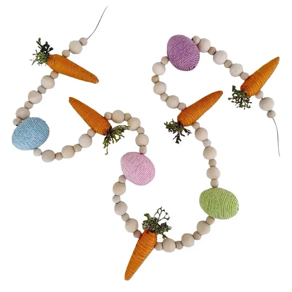 Easter Garland, Carrot Bunny Wreath Beaded Wall Hanging Decor