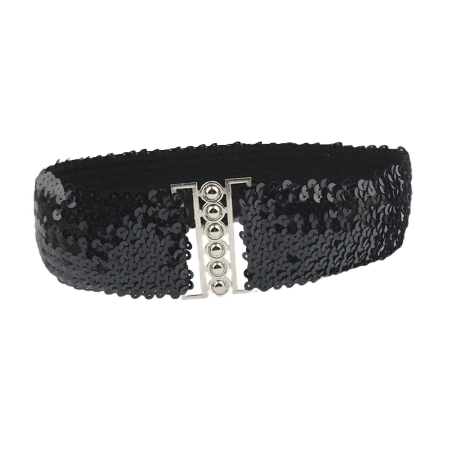 Women Sparkling Sequins Belt Wide Waist Belt Elastic Stretch Waistband