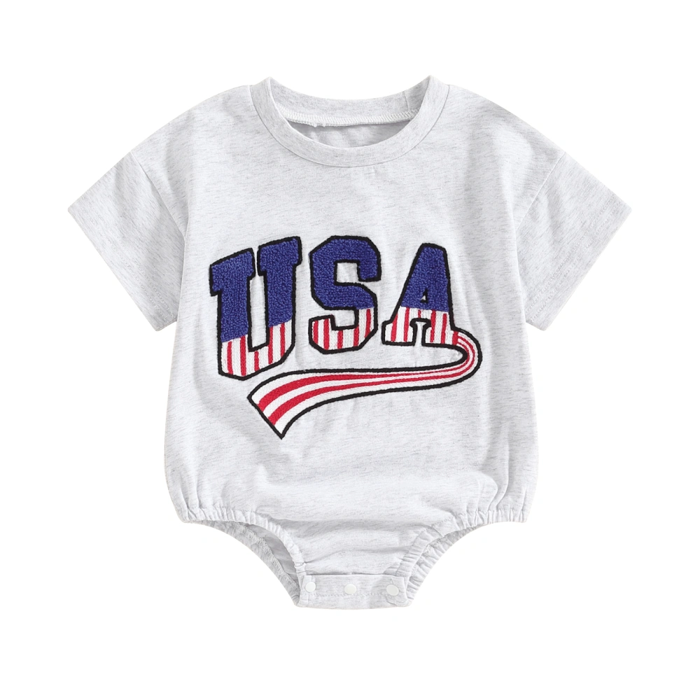 Baby Girls Boys Romper, Short Sleeve Crew Neck Letters Bodysuit