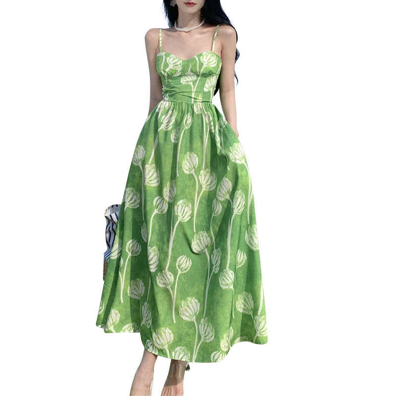 Women Slip Dress, Sleeveless Flower Print Summer Swing Dress