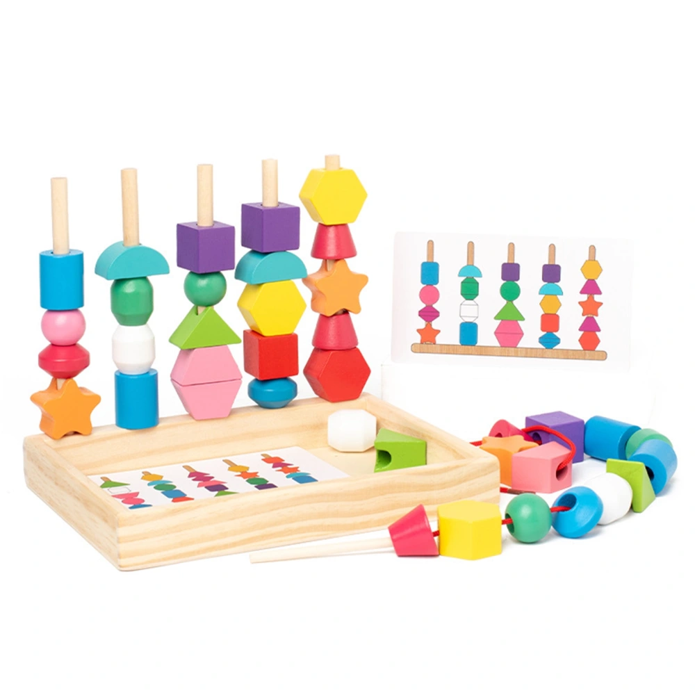 Lacing Beads Montessori Toys Set Wooden Sequencing Stacking Toy 