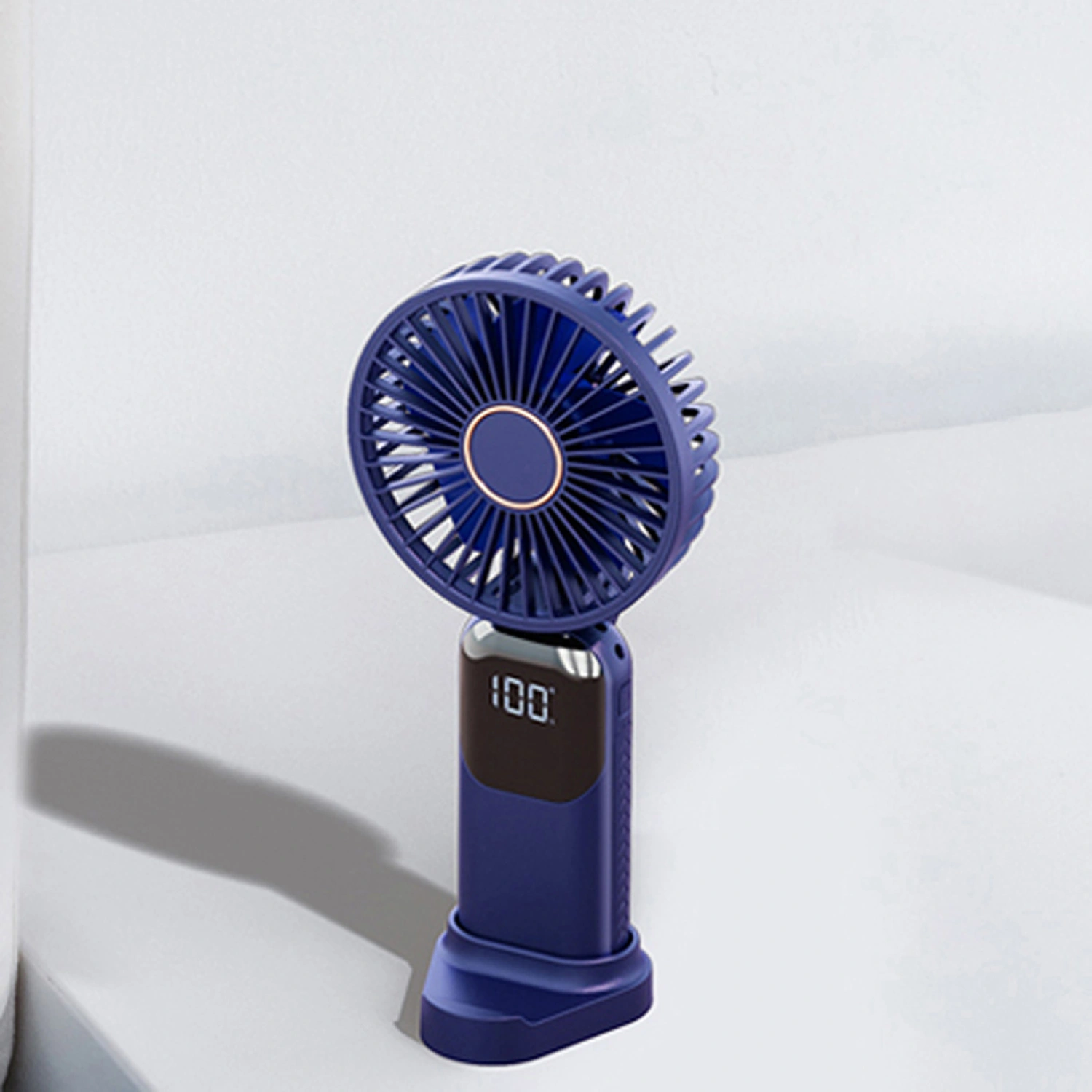 Portable Folding Fan Cute Handheld Silent Fan with LED Display