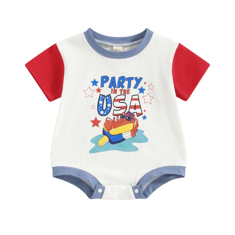 Baby Independence Day Romper Short Sleeve Letter Print Romper