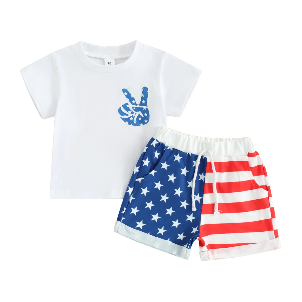 Baby 4th of July Outfit Short Sleeve Gesture Print T-Shirt and Shorts