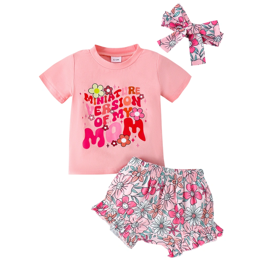 Baby Girls Shorts Set, Summer T-shirt Letters Shorts with Hairband