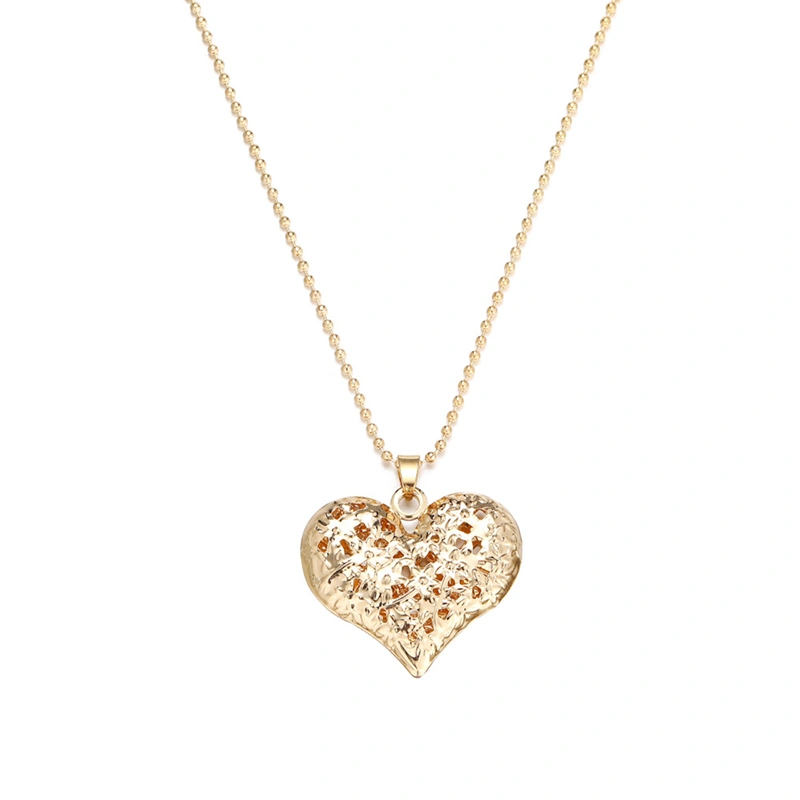 Women's Necklace with Hollowed Carved Heart Pendant Adjustable Chain
