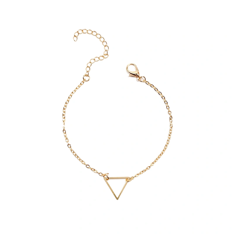 Gold Triangle Bracelets Simple Polished Adjustable Chain Bracelets