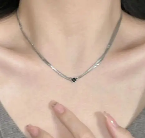 Women Heart Necklace, Elegant Dual Layer Choker Jewelry Gift