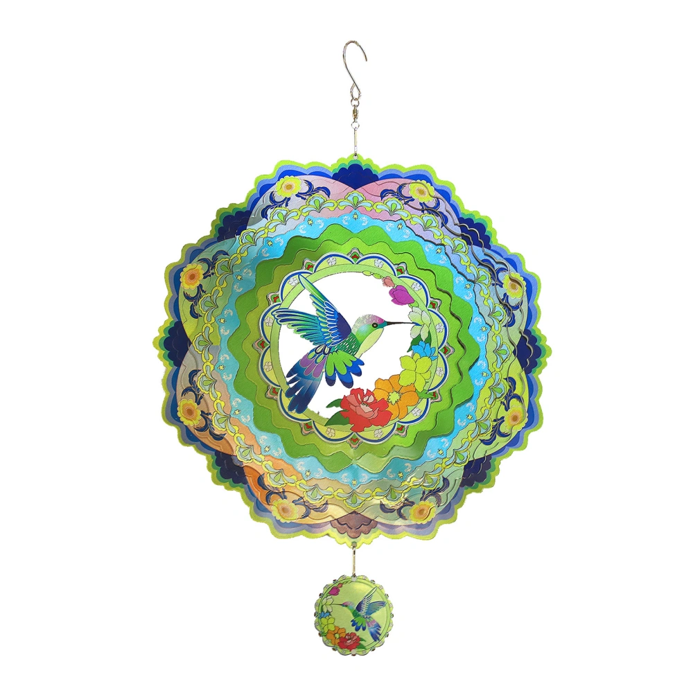 Hummingbird Wind Spinner, Colorful 3D Hanging Rotatable Yard Spinner