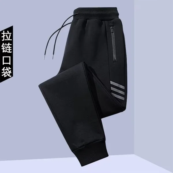 Men Stretch Jogger Pants Striped Print Elastic Waist Workout Trousers 