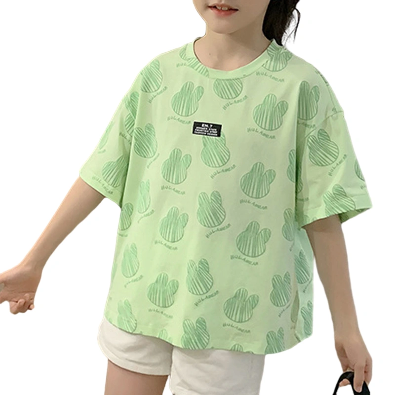 Kids Baby Girl T-Shirts Loose Casual Bunny Print Short Sleeve Tops 