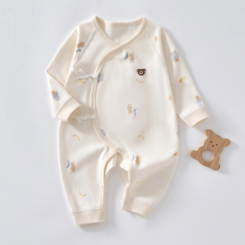 Baby Jumpsuit, Long Sleeve Animal Tie-up Button Closure Fall Romper