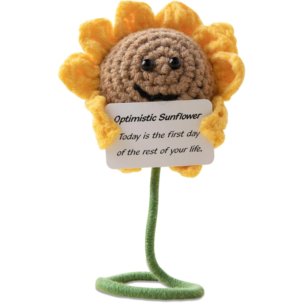 Valentines Day Decor, Crochet Sunflower Heart Desk Ornament Keychain