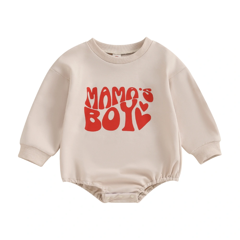 Baby Boys Valentine's Day Long Sleeve Crew Neck Letter Print Romper