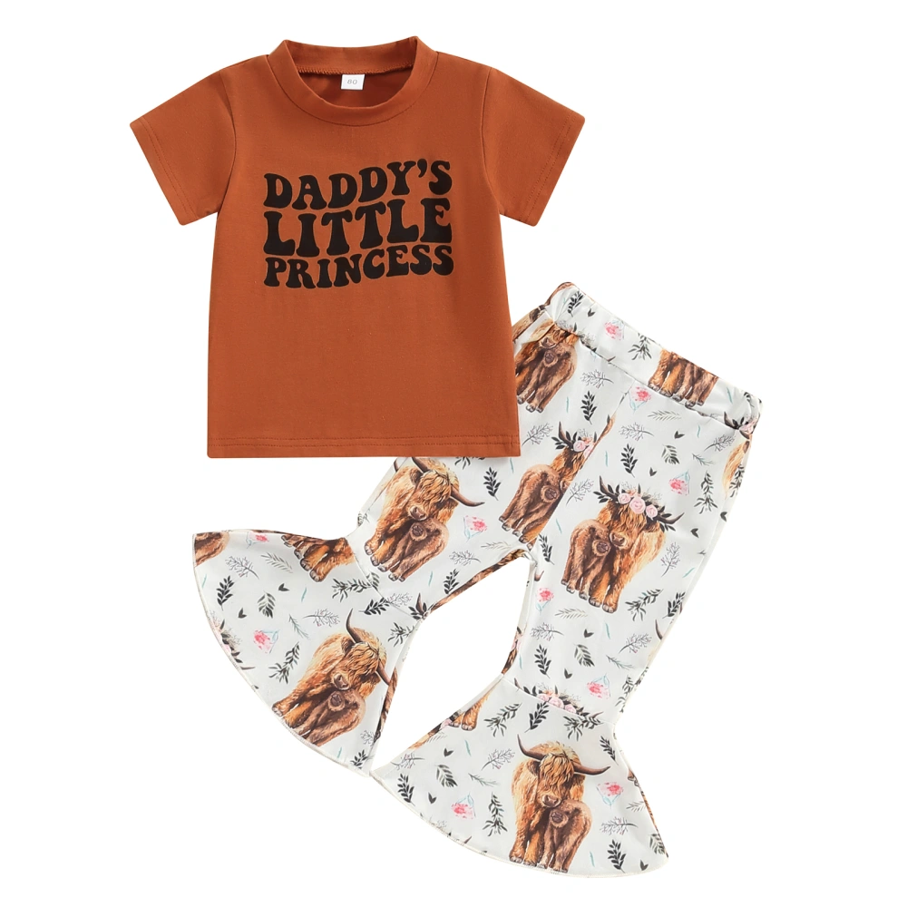 Baby Girl 2Pcs Spring Outfits T-Shirt + Cow Print Flare Pants