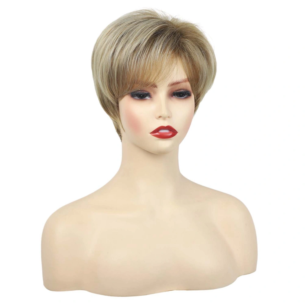 Short Blonde Wigs for Women, Highlight Pixie Cut Straight Wig