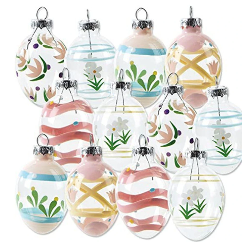 Easter Hanging Decorations Hand Painted Glass Egg Spring Ornaments