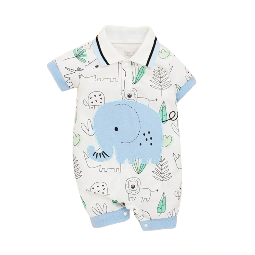 Baby Boys Romper Elephant Pattern Turn-Down Collar Jumpsuits