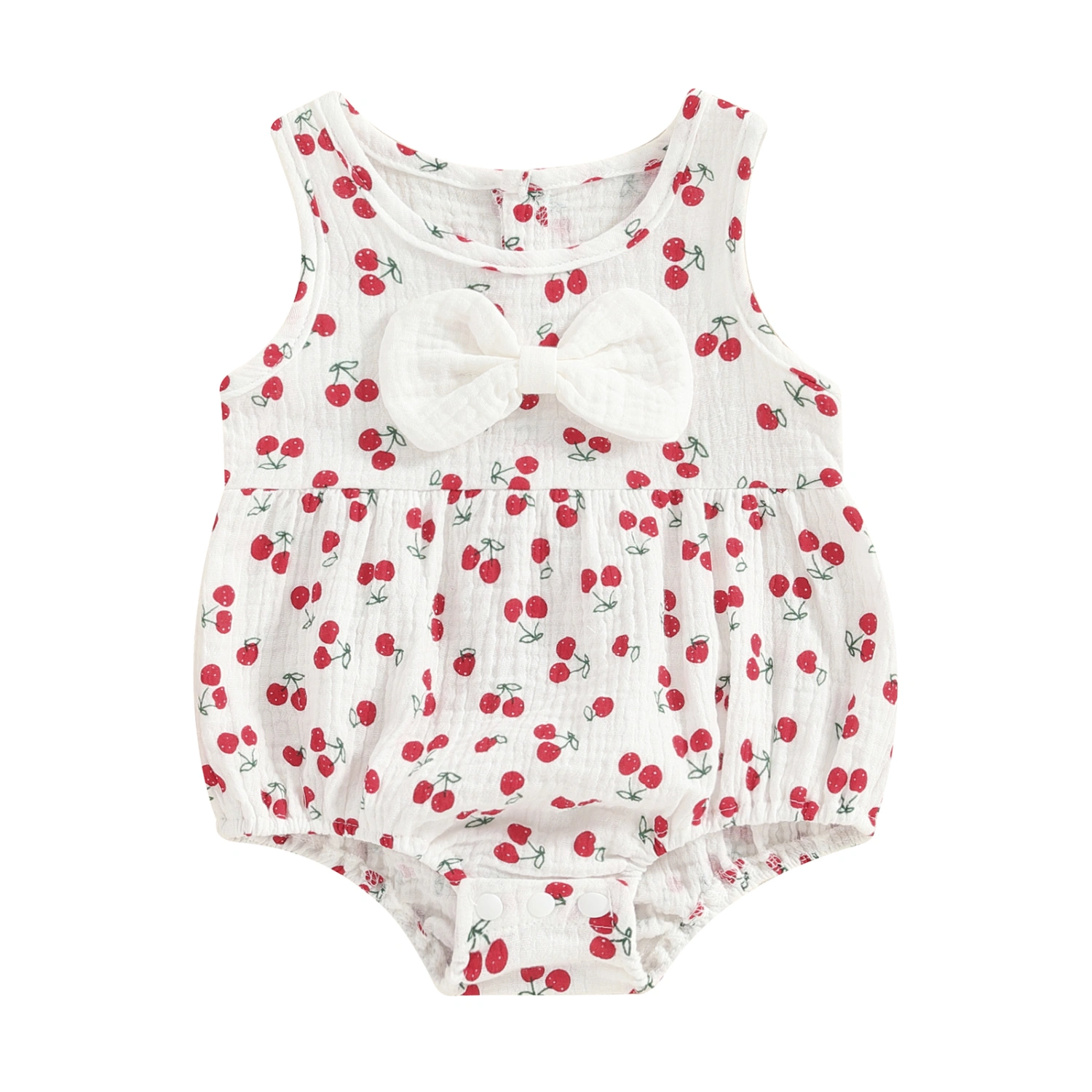 Baby Girls Rompers Cherry/Carrot Print Bowknot Infant Bodysuits