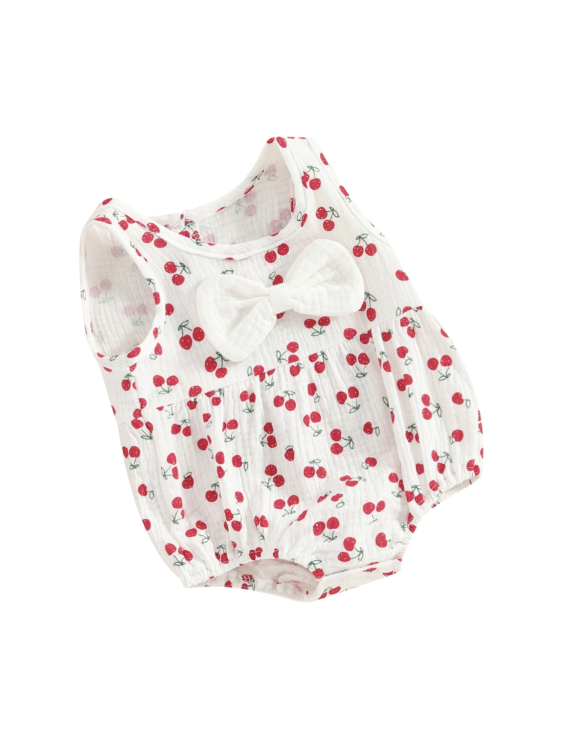 Baby Girls Rompers Cherry/Carrot Print Bowknot Infant Bodysuits