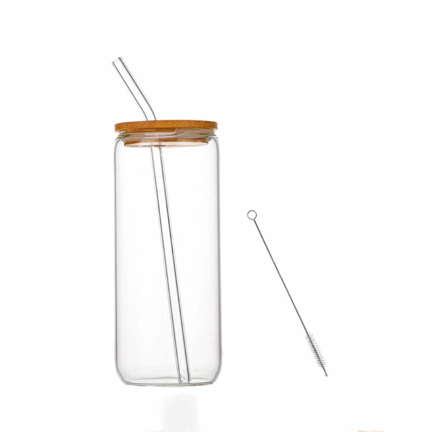 Glass Juice Cup with Straw and Lid Set 16OZ Iced Coffee Glasses 
