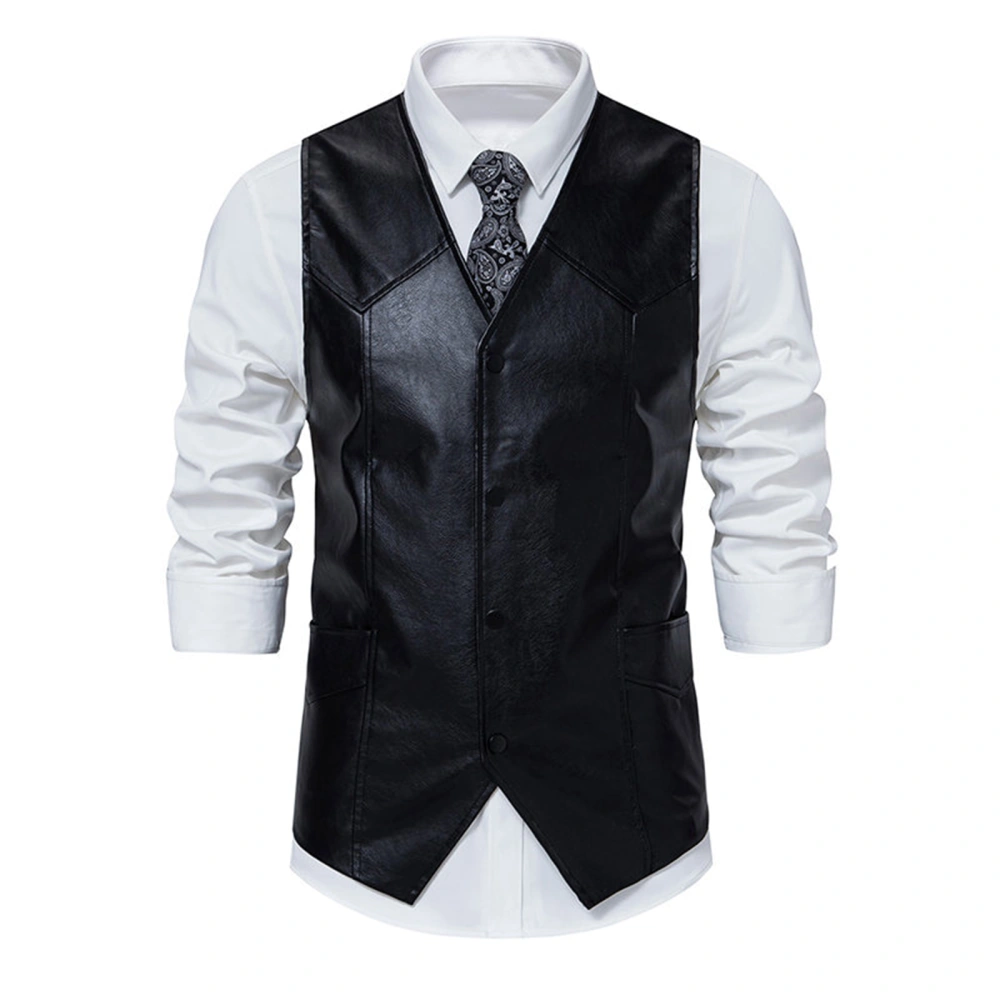 Men's Biker Vests Lightweight Vintage Solid Color Tuxedo Waistcoat