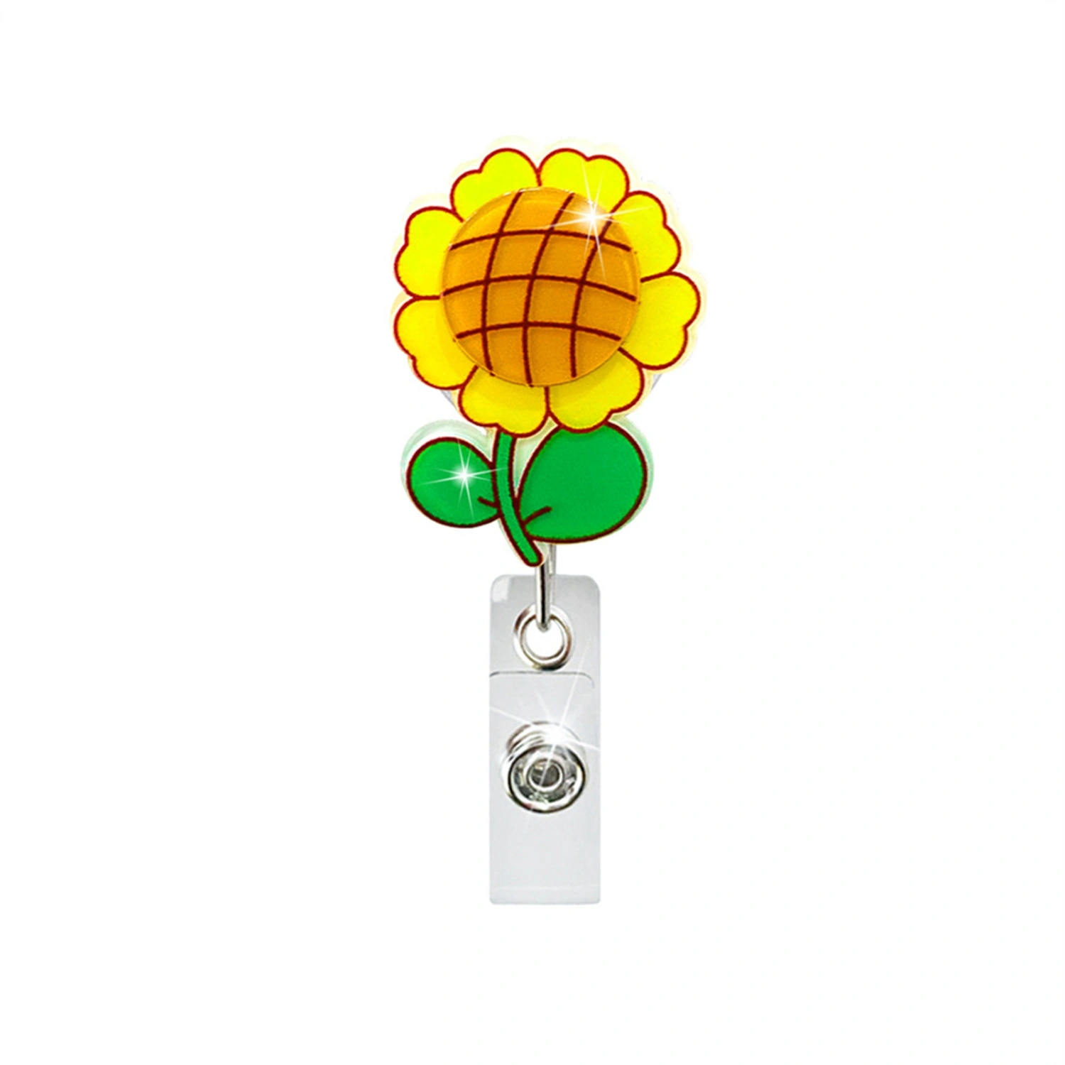 Sunflower Badge Reel Retractable Holder with Clip, ID Name Tag