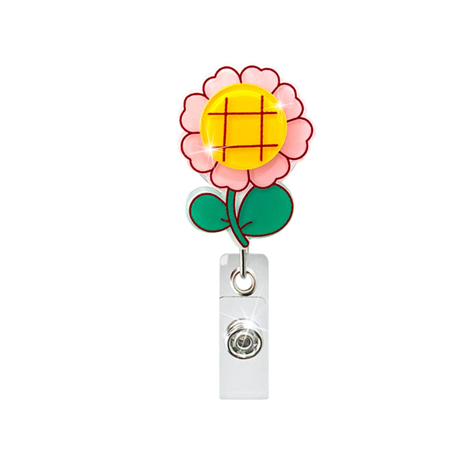 Sunflower Badge Reel Retractable Holder with Clip, ID Name Tag