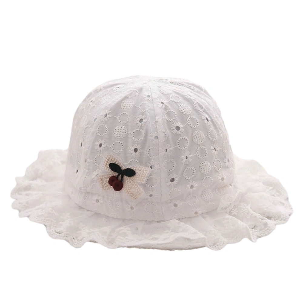 Baby Girls Bucket Hat Lace Trim Bowknot Flower Wide Brim Bucket Cap