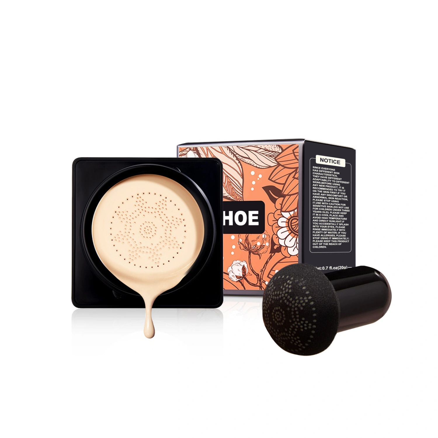 Mushroom Head Air Cushion BB Cream with Mushroom Makeup Sponge