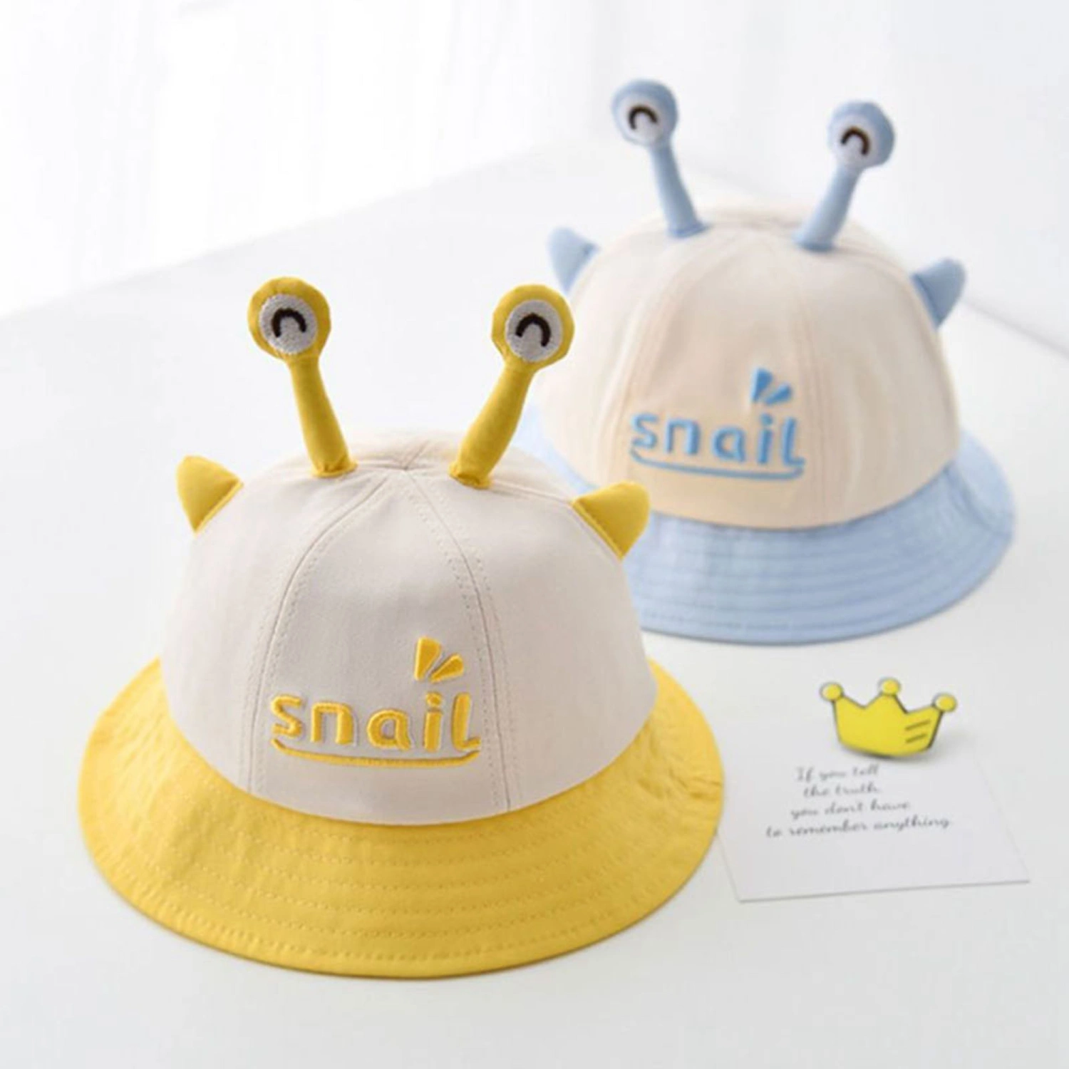 Baby Boys Girls Bucket Hat Cartoon Snail Letter Embroidery Bucket Cap