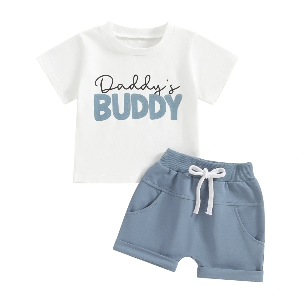 Boys Summer Outfits Letter Print Short Sleeve T-Shirt and Shorts