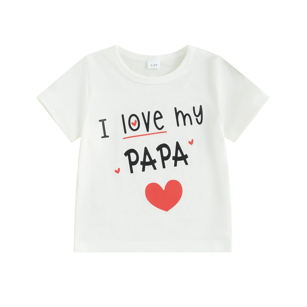 Kid Summer Casual T-Shirt Letter&Heart Print Short Sleeve Graphic Tops