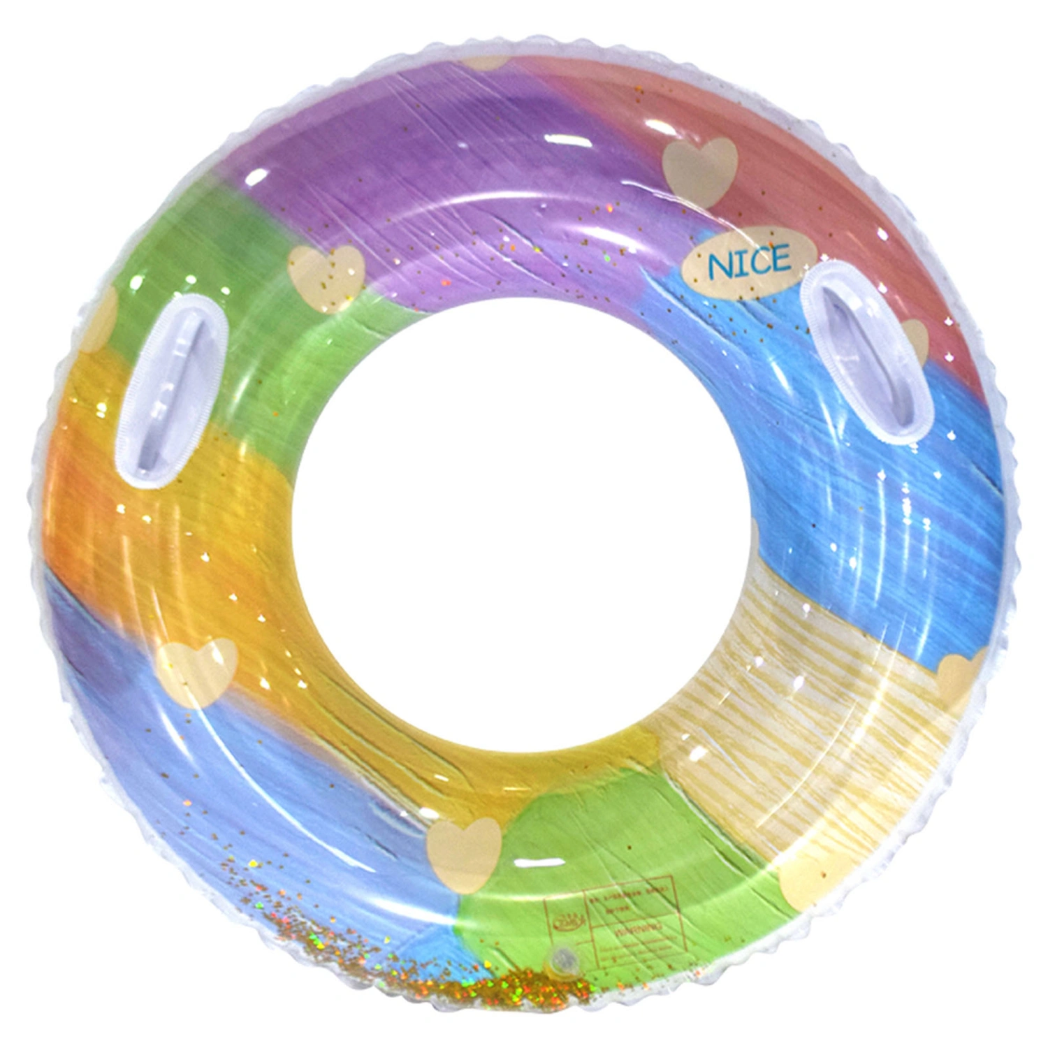 Swimming Pool Float, Colorful Sequined PVC Inflatable Safe Swim Ring