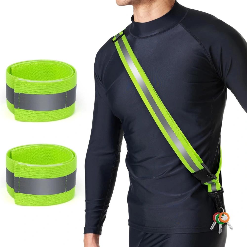 3 Pieces Reflective Gear, Adjustable Reflective Sash Reflective Bands 