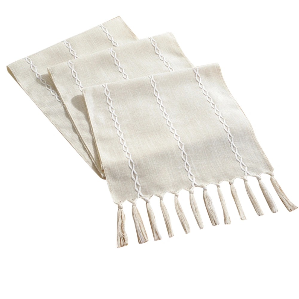 Farmhouse Braided Striped Table Runner, Long Coffee Table Runners