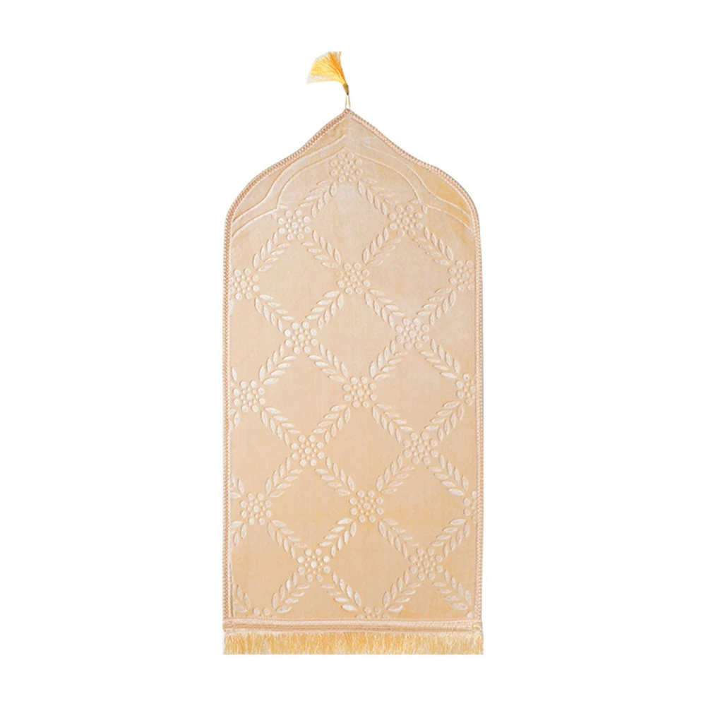 Prayer Mat, Soft Non-Slip Islamic Leaf Print Prayer Rug with Tassels 