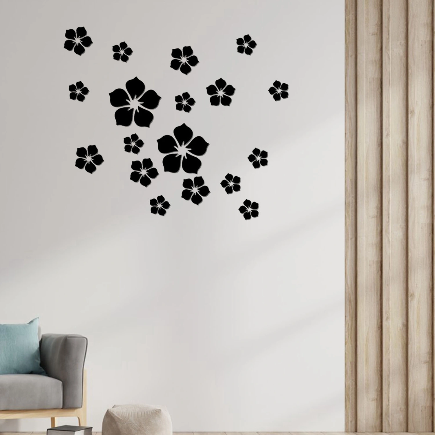 Acrylic Mirror Wall Sticker 3D Flower Sticker Decor Bedroom Wall Decal