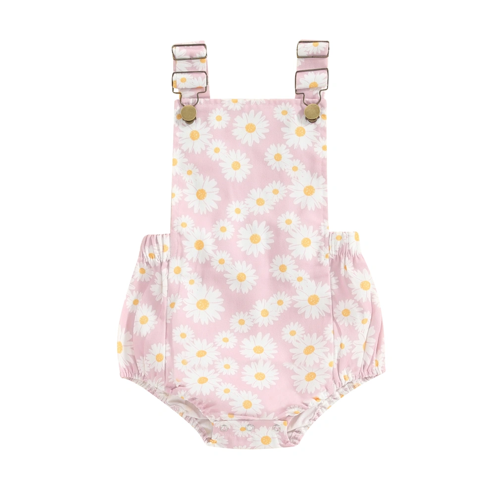 Baby Girl Summer Romper Daisy Print Sleeveless Jumpsuit for Newborn