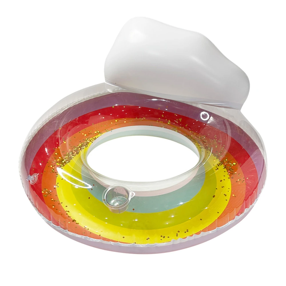 Rainbow Swim Ring, Inflatable Pool Floats Transparent Swim Tubes Ring 