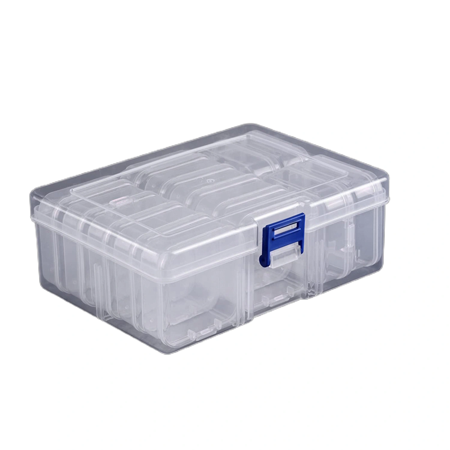 Plastic Clear Storage Box Organizer with Snap-Tight Closure Latch