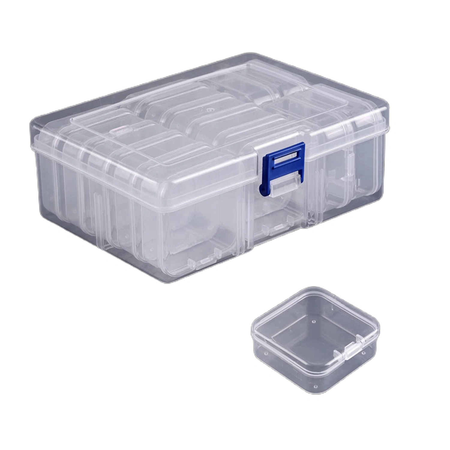 Plastic Clear Storage Box Organizer with Snap-Tight Closure Latch