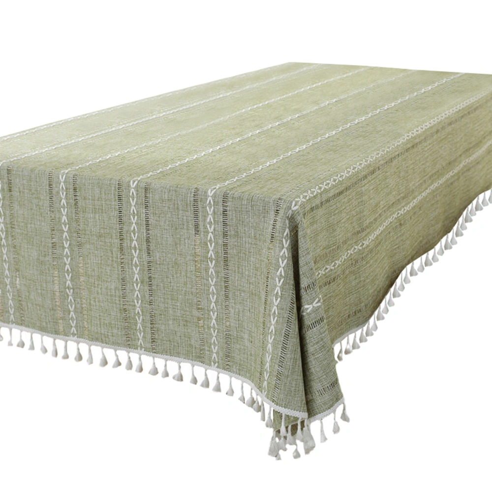 Rustic Tablecloth Rectangular Table Cloth with Tassel for Dining