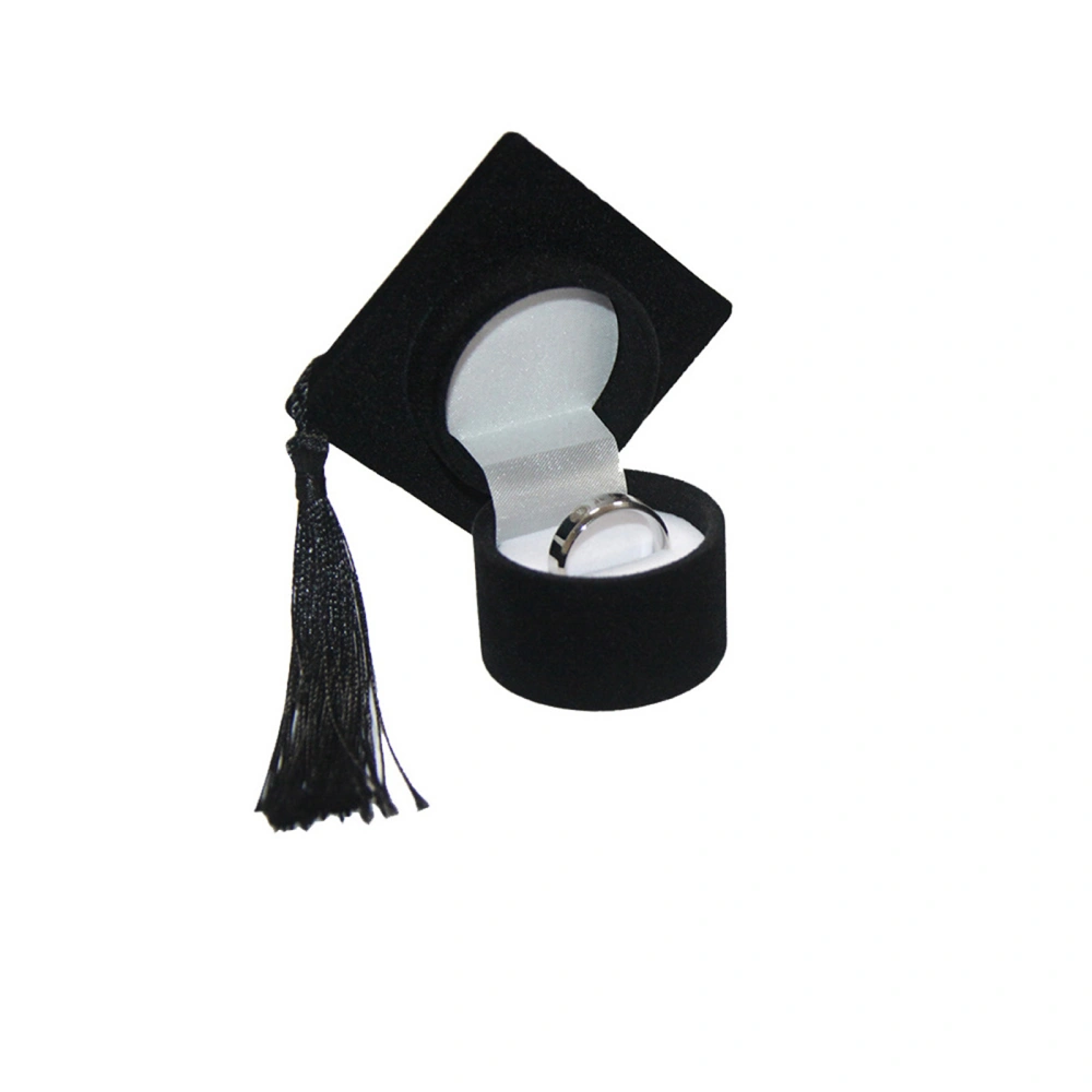 Graduation Ring Box, Bachelor Hat Shape Tassel Ring Case Box 