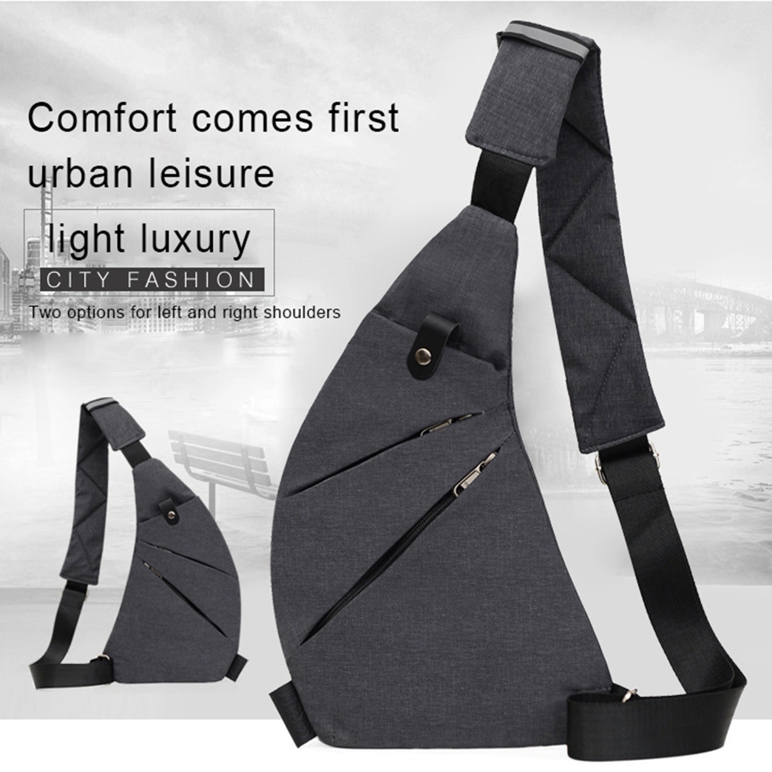 Men Crossbody Sling Bag Waterproof Chest Shoulder Bag Fanny Packs