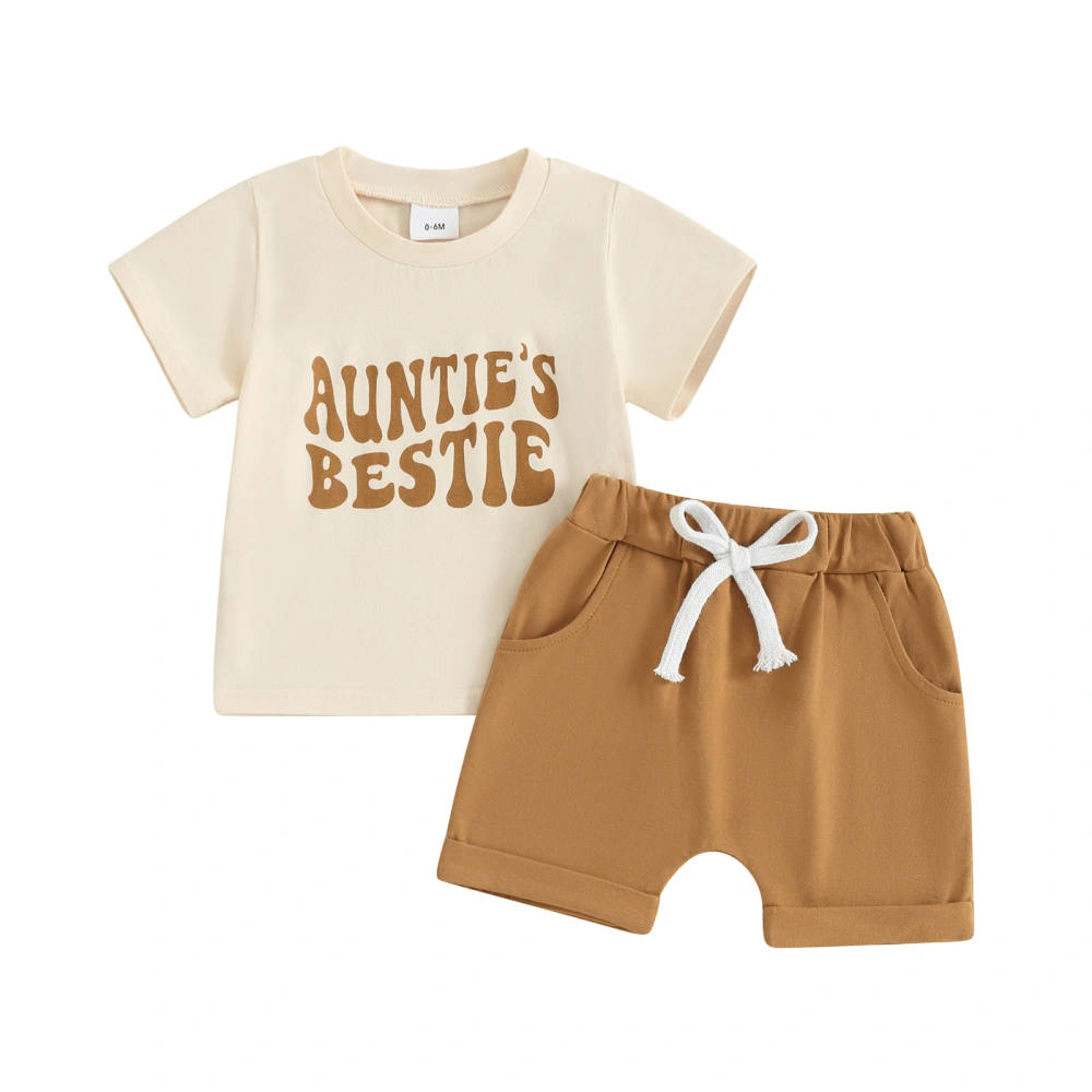 Baby Shorts Set Short Sleeve Letter Print T-Shirt and Rolled Shorts