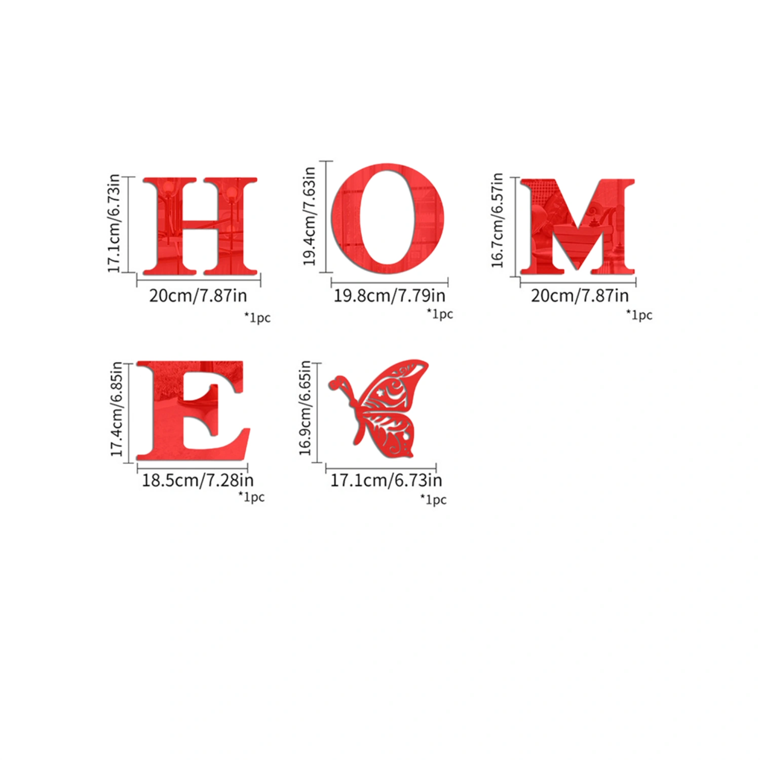 Home Sign Letter Wall Decor Acrylic Mirror Wall Stickers 3D Decals