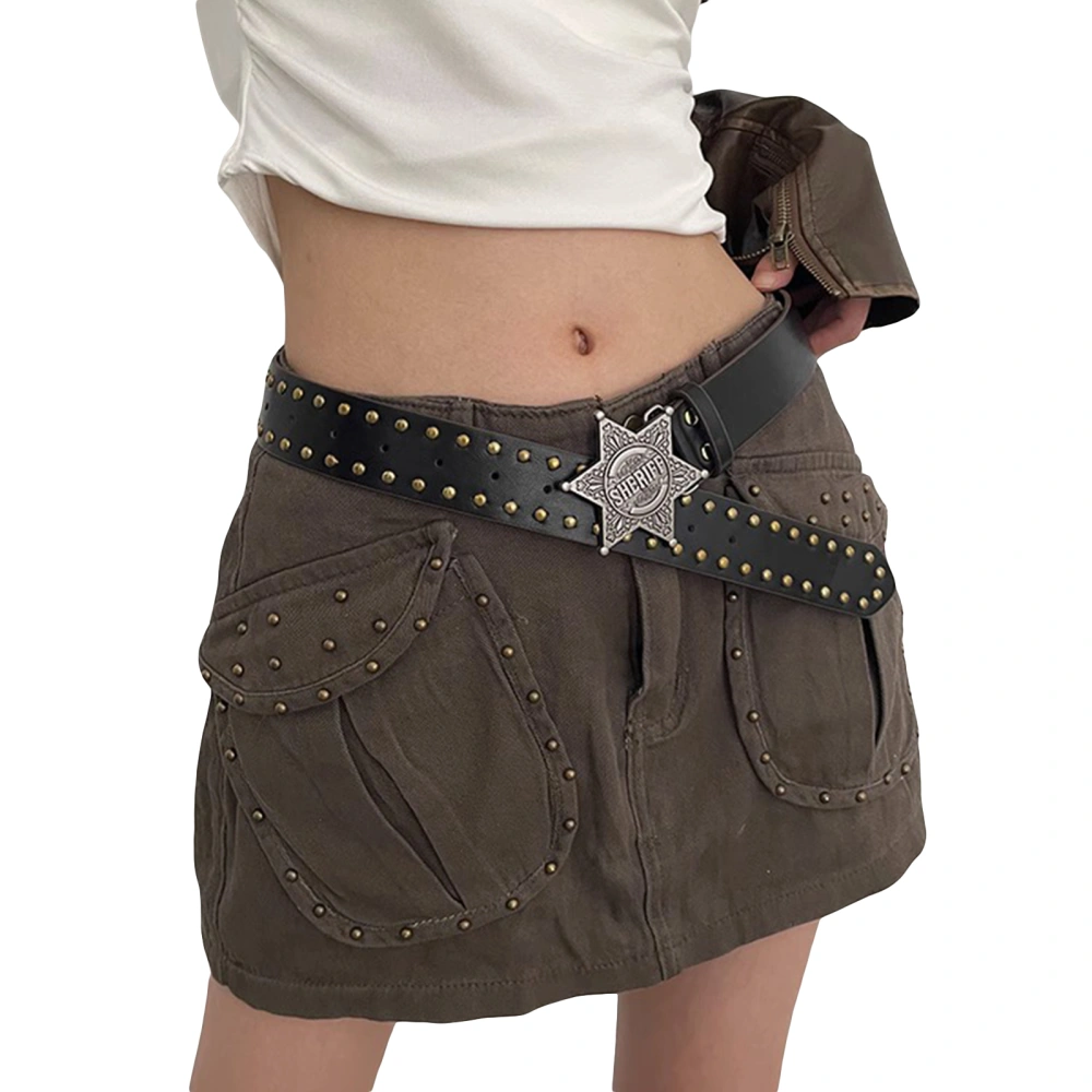 Western Belts for Women Faux Leather Studded Belts Vintage Star Belts