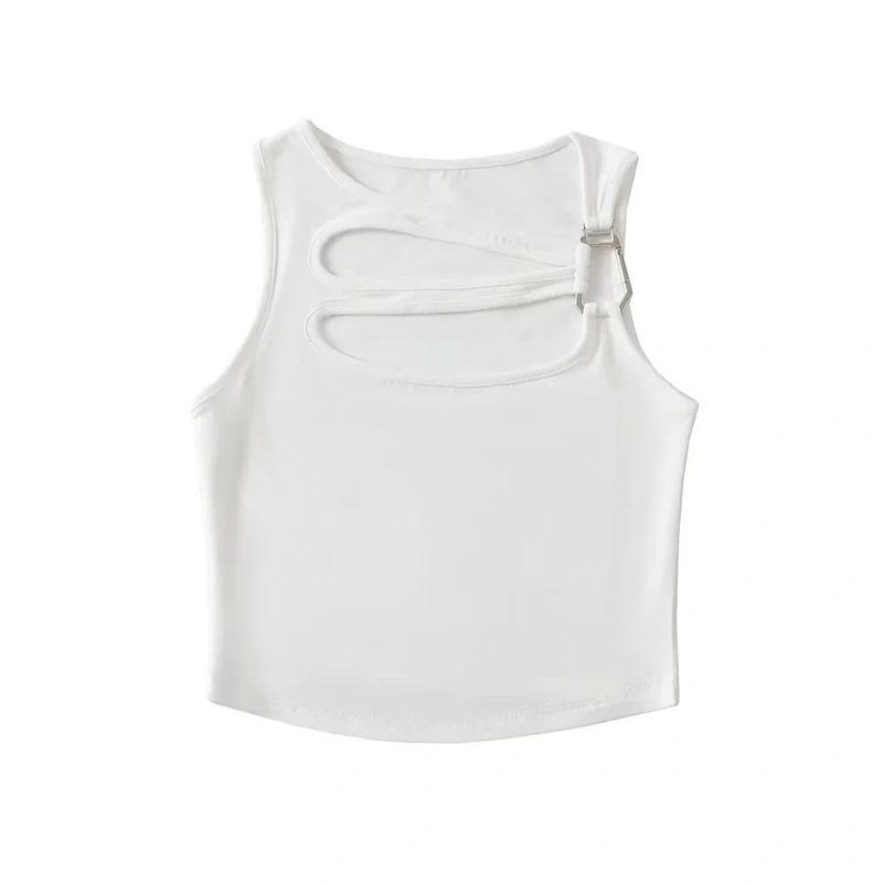 Women Tank Top Sleeveless Vest Hollowed Solid Slim Fit Summer Clubwear