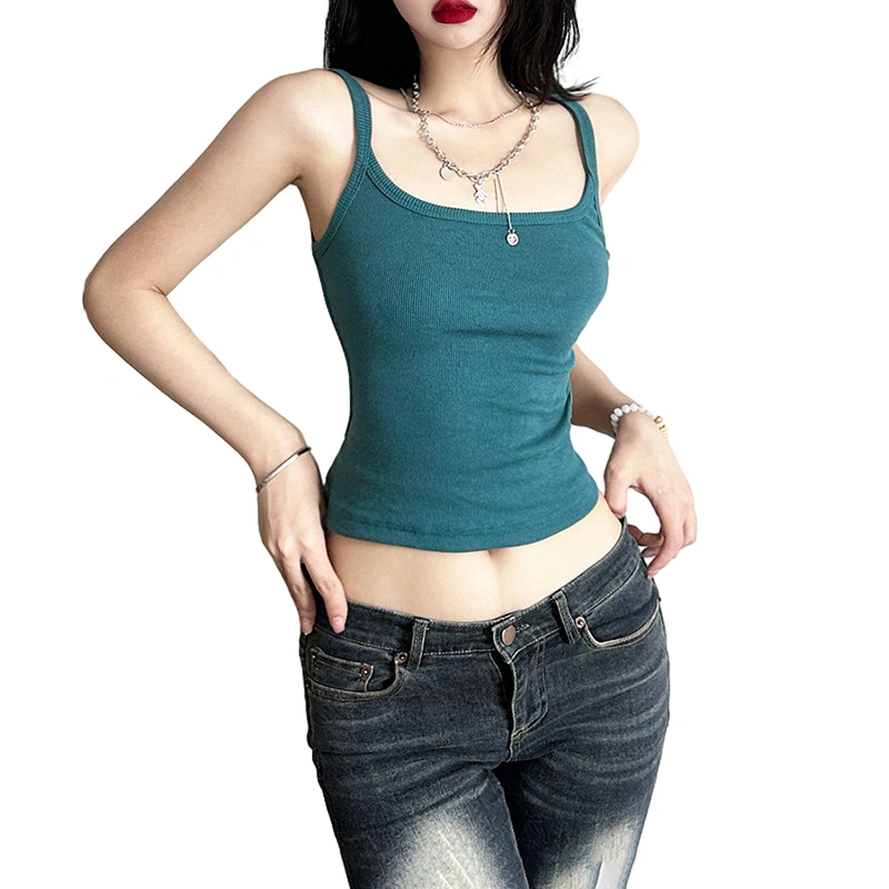 Women's Personality Backless Tank Tops Solid Color U-Neck Cropped Vest